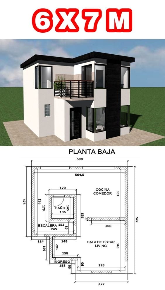 Desain Rumah 6x7 Meter 2 Lantai