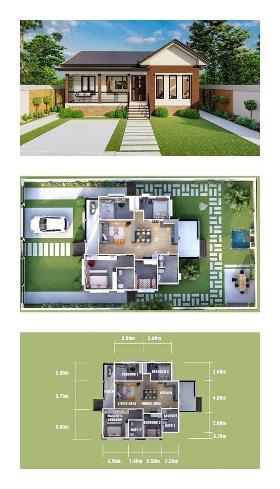 Desain Rumah 6x10 Meter dengan halaman luas