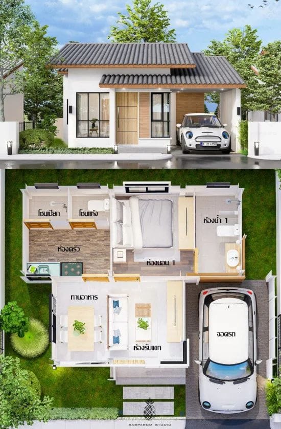 Ide rumah dengan garasi dan 1 kamar