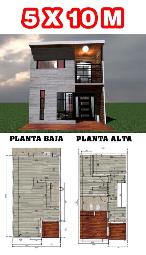 Rumah Ukuran 5x10 2 Lantai tanpa Garasi