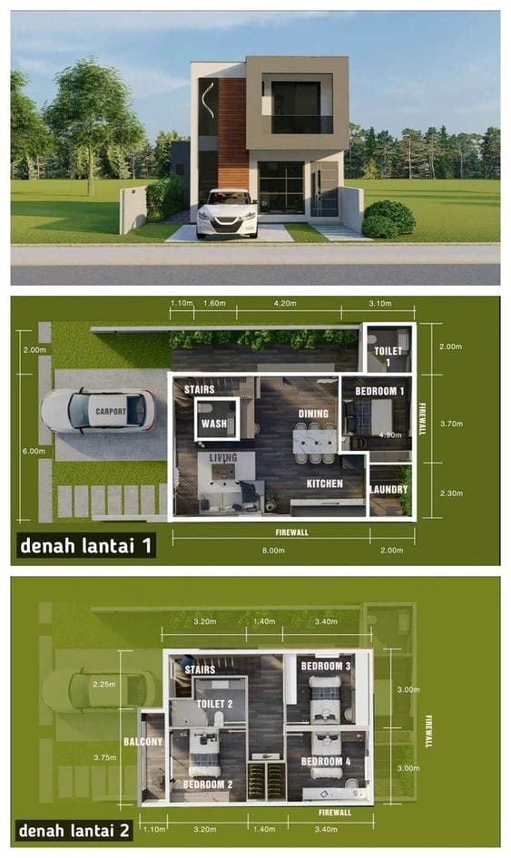 Desain 2 Lantai 3 Kamar