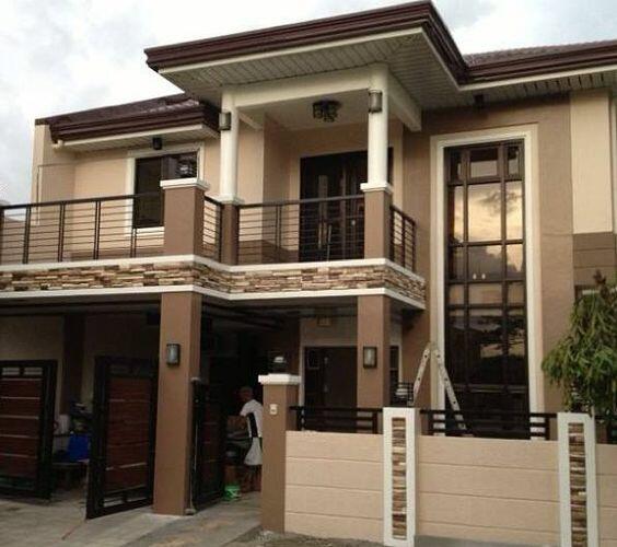 Rumah Dua Lantai Warna Coklat Susu