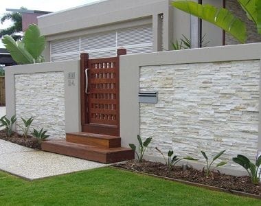 desain pagar rumah minimalis dengan batu alam