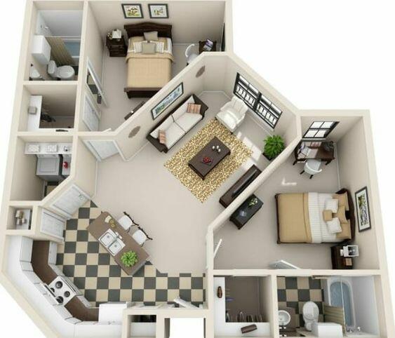 Denah rumah 2 kamar fiverr.com