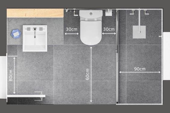 Ukuran Kamar Mandi dan WC Terpisah dengan Partisi Dinding Kaca