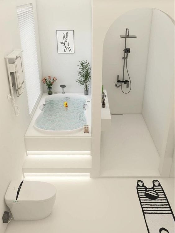 Ukuran Kamar Mandi dan WC Terpisah dengan Bathtub